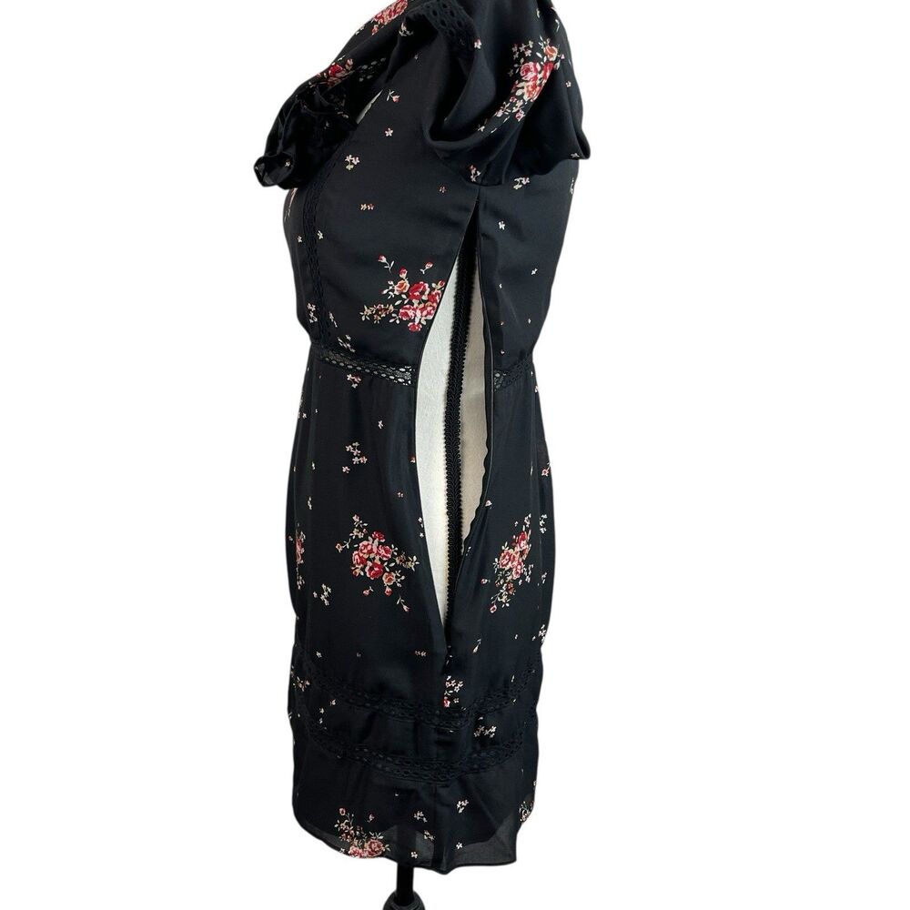Show Me Your Mumu Helen Mini Dress XS Black Floral Long Sleeve Smocked Back - Picture 7 of 13